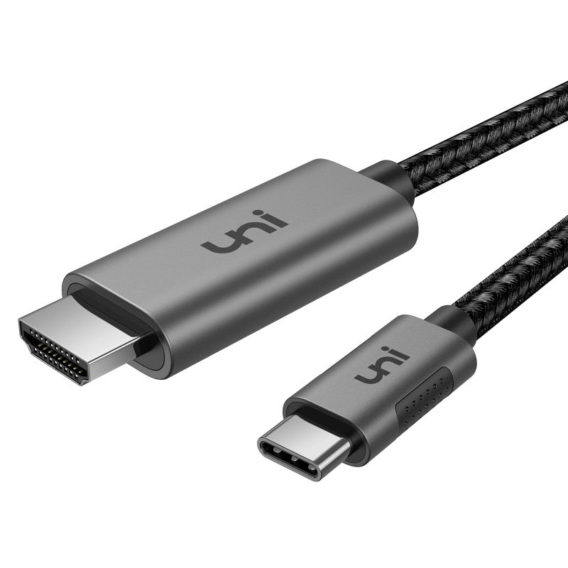 Uni كابل USB C إلى HDMI بطول 10 أقدام 4K@60Hz، كابل HDMI من الألمنيوم المتين USB Type-C، (متوافق مع Thunderbolt 3/4) مع Samsung S8-S23، MacBook Pro/Air 2023، iPad Pro/Air 4، iPhone 15 Pro/Max، Chromebook - Image 1